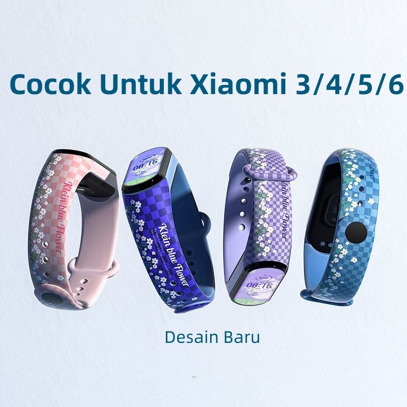 Strap Mi Band 6 5 4 3 Strap Silicone Tali Pengganti Xiaomi Miband 3 4 5 6 kuntum kotak-kotak