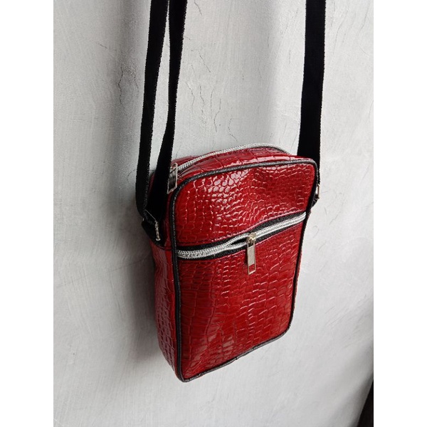 Tas selempang croco Zipper sillver TSC S Sling bag Zipper silver