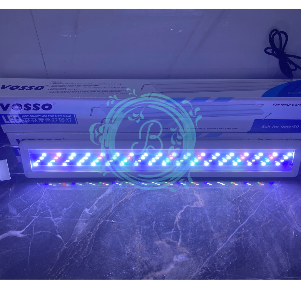 Vosso LED A400 40-50 CM 10 Watt Lampu 4 Baris Cahaya Dominan Putih Lampu LED Atas Gantung Aquarium Aquascape A 400