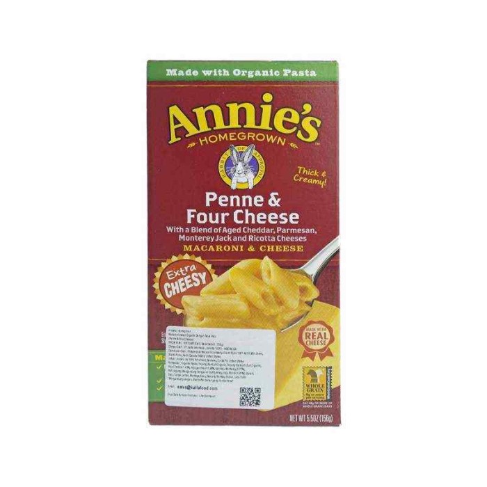 

Annie's penne four cheese 156gr