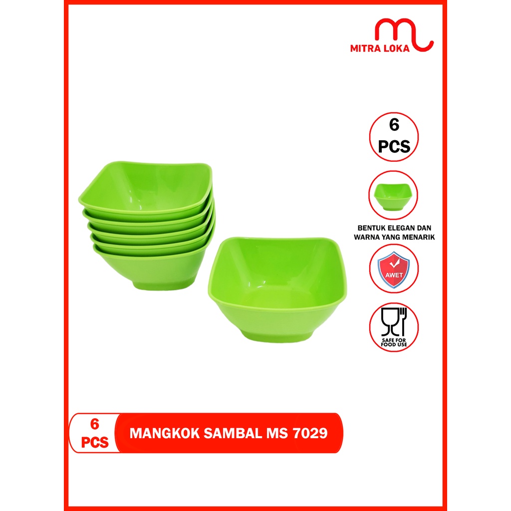 Mitra Loka Mangkok Sambel Hijau 6 Pcs MS 7029 Golden Sunkist