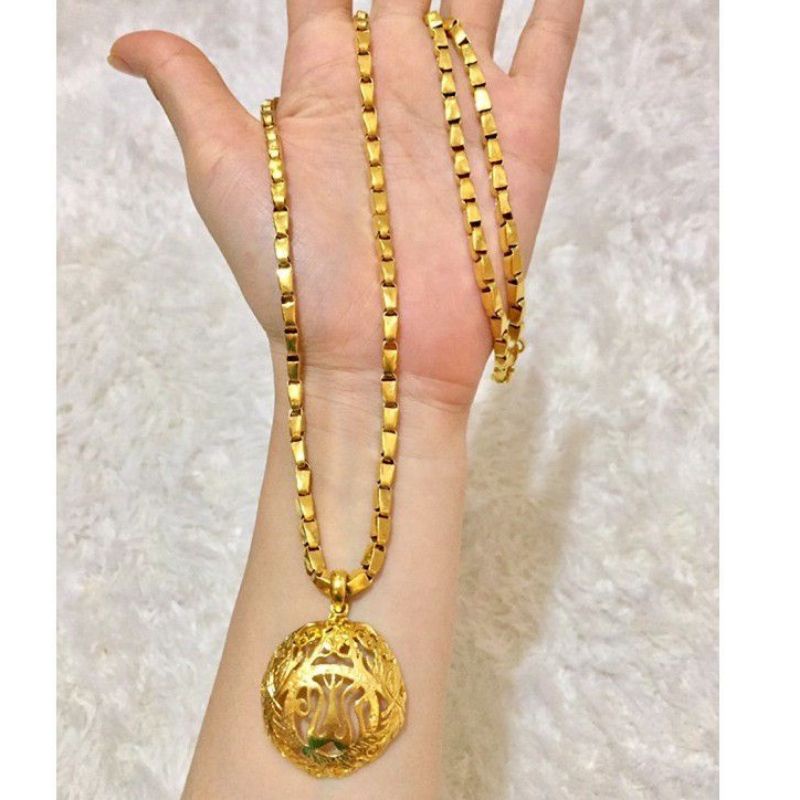 kalung padi + liontin asli lapis emas 24k panjang rante 60cm sepuluh suku