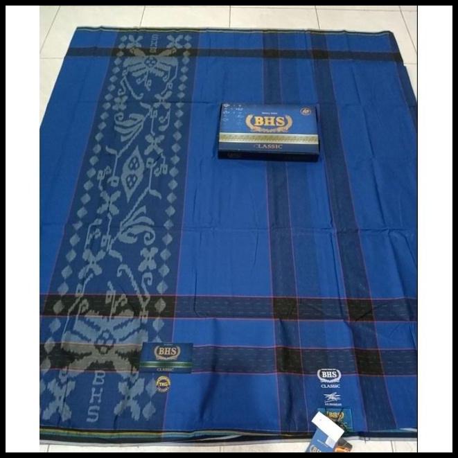 Promo Sarung Bhs Classic Gold Biru Tumpal Kembang