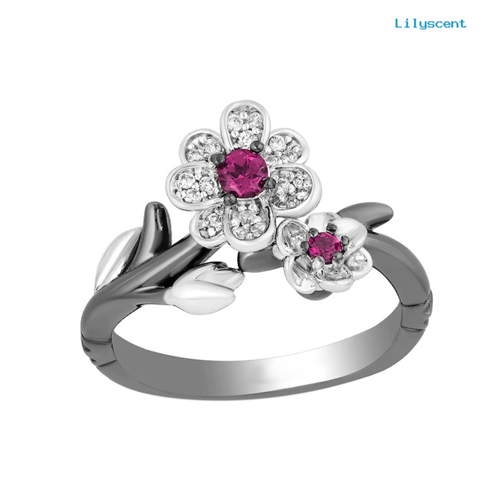 [LS] Berlian Imitasi Plum Blossom Bunga Wanita Kalung Telinga Stud Anting Cincin Jari