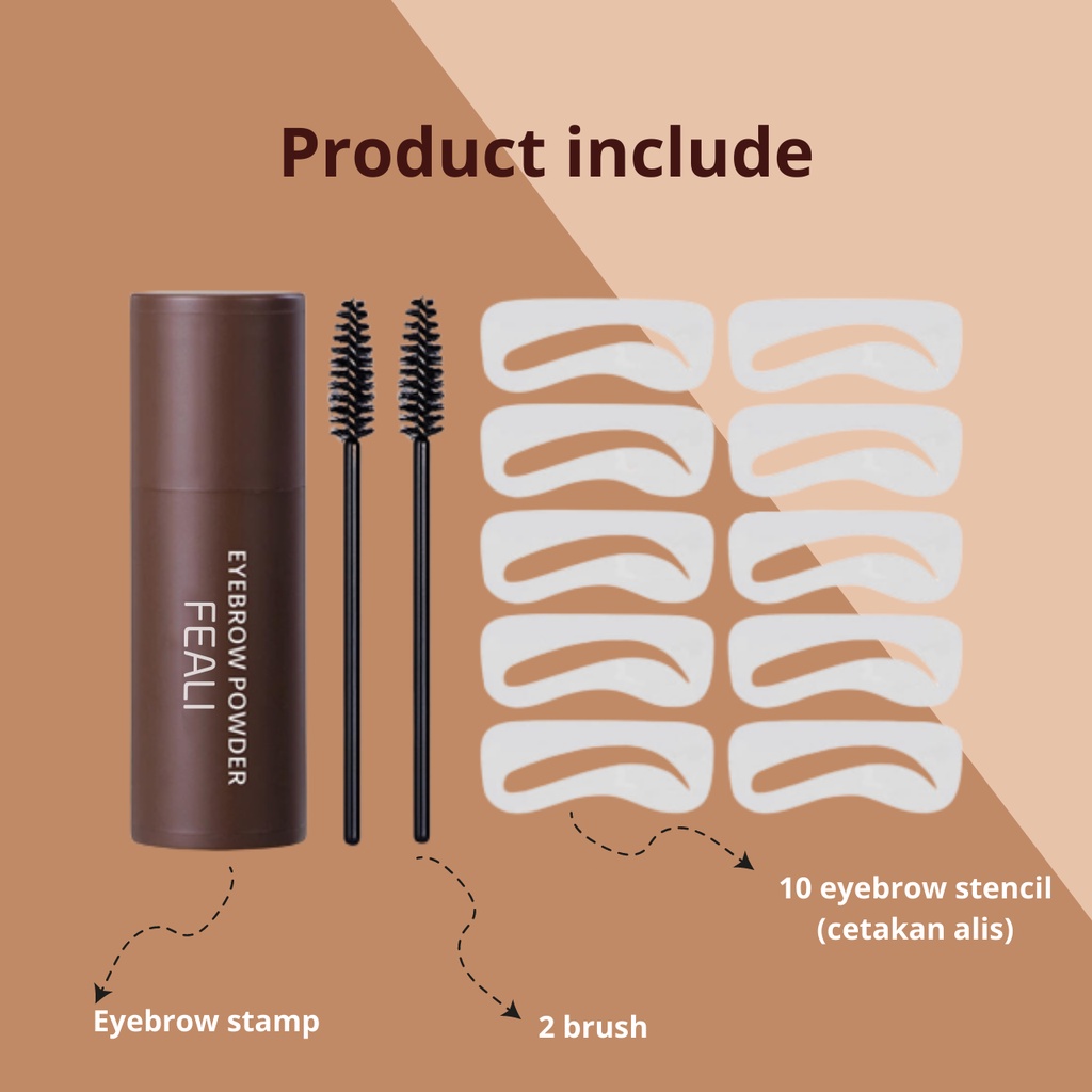 [BPOM] FEALI Eyebrow Powder Cetakan Alis Original Shaping Eyebrow Stamp Alis Stempel Alis Instan Hairline And Waterproof With 10 Model Cetakan Alis Reusable And 2 Eyebrow Pen Brusheup-1