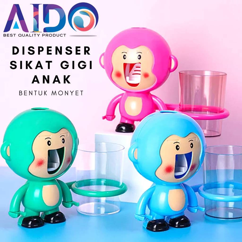 HOLDER SIKAT GIGI ANAK DISPENSER ODOL BENTUK MONKEYTooth Brush Holder / Tempat Sikat Gigi Karakter Monyet / Dispenser Sikat Gigi Monkey 11015