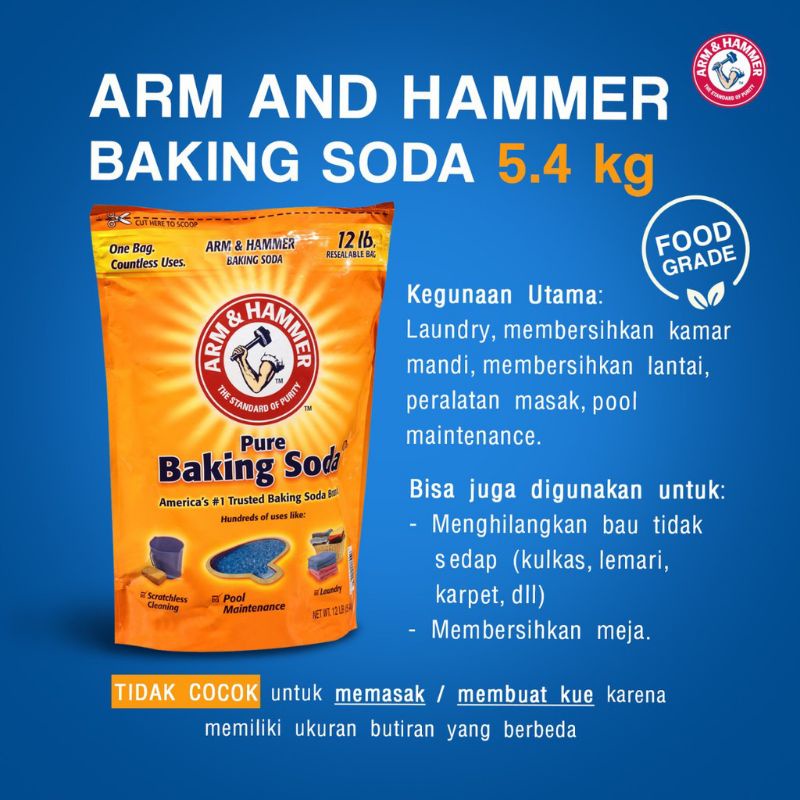 Arm &amp; Hammer Backing Soda 12LB Untuk Loundry 5,44 Kg