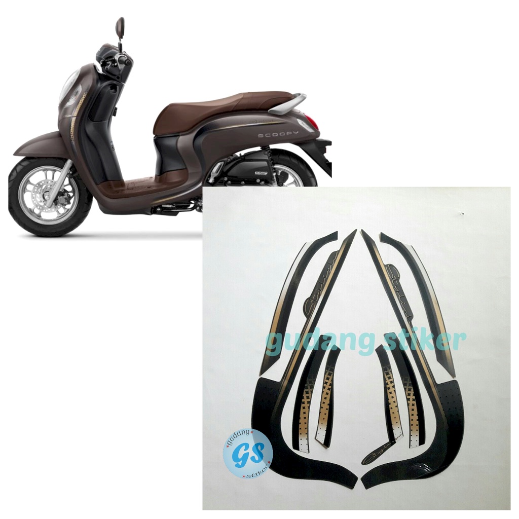 sticker striping motor  honda scoopy stylish 2022 brown