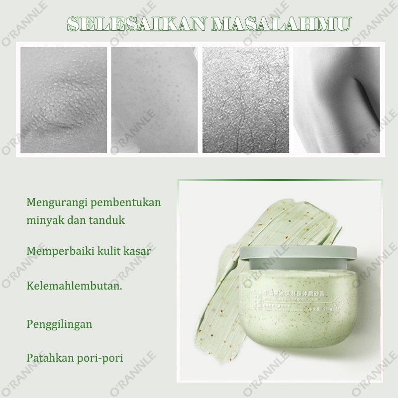 Body scrub Lulur pemutih Scrub badan Exfoliating Scrub Cream 250g Alami Exfoliating Whitening Cerah Mengupas Krim Body Scrub Body Bleaching Whitening Lulur Tubuh 250ml Eksfoliasi aman dan efektif