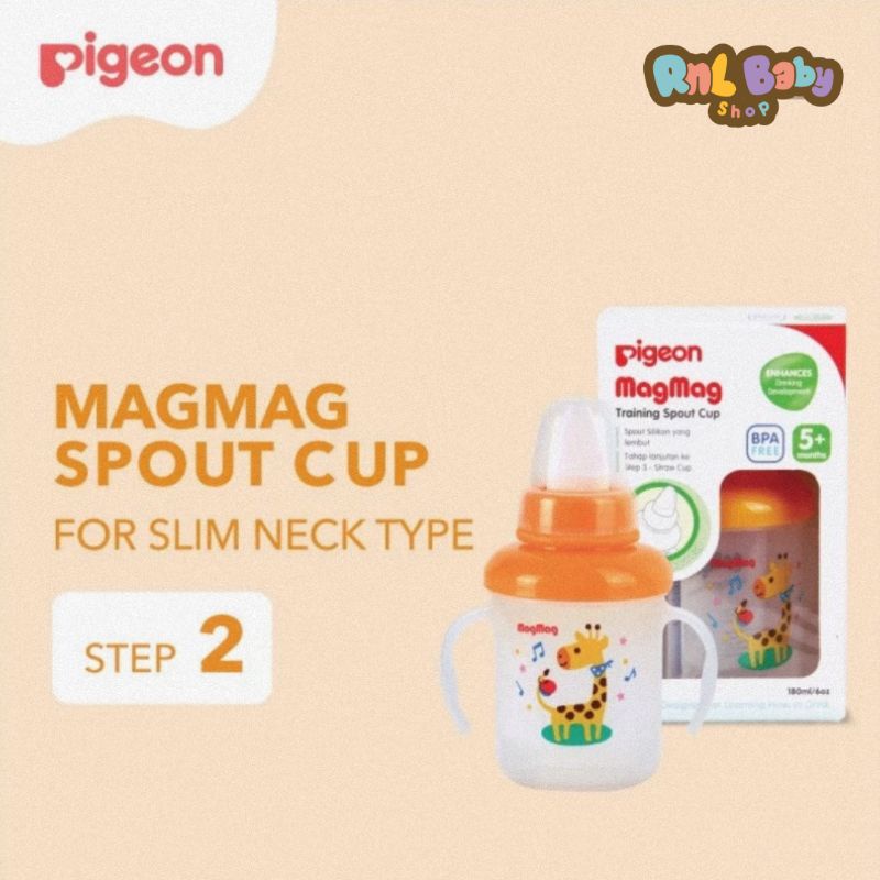 Pigeon Mag Mag Nipple Cup Step 2 Slim Neck Type (5+ Bulan) - Gelas Bayi