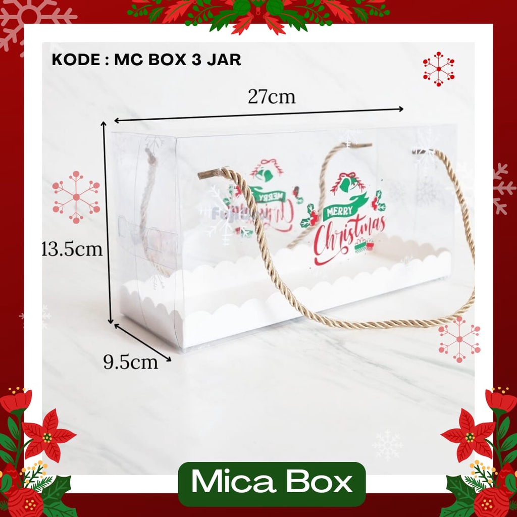 

Mika Box Packaging Christmas 3 Jar / Goodie Bag Toples PET Snack Souvenir Natal