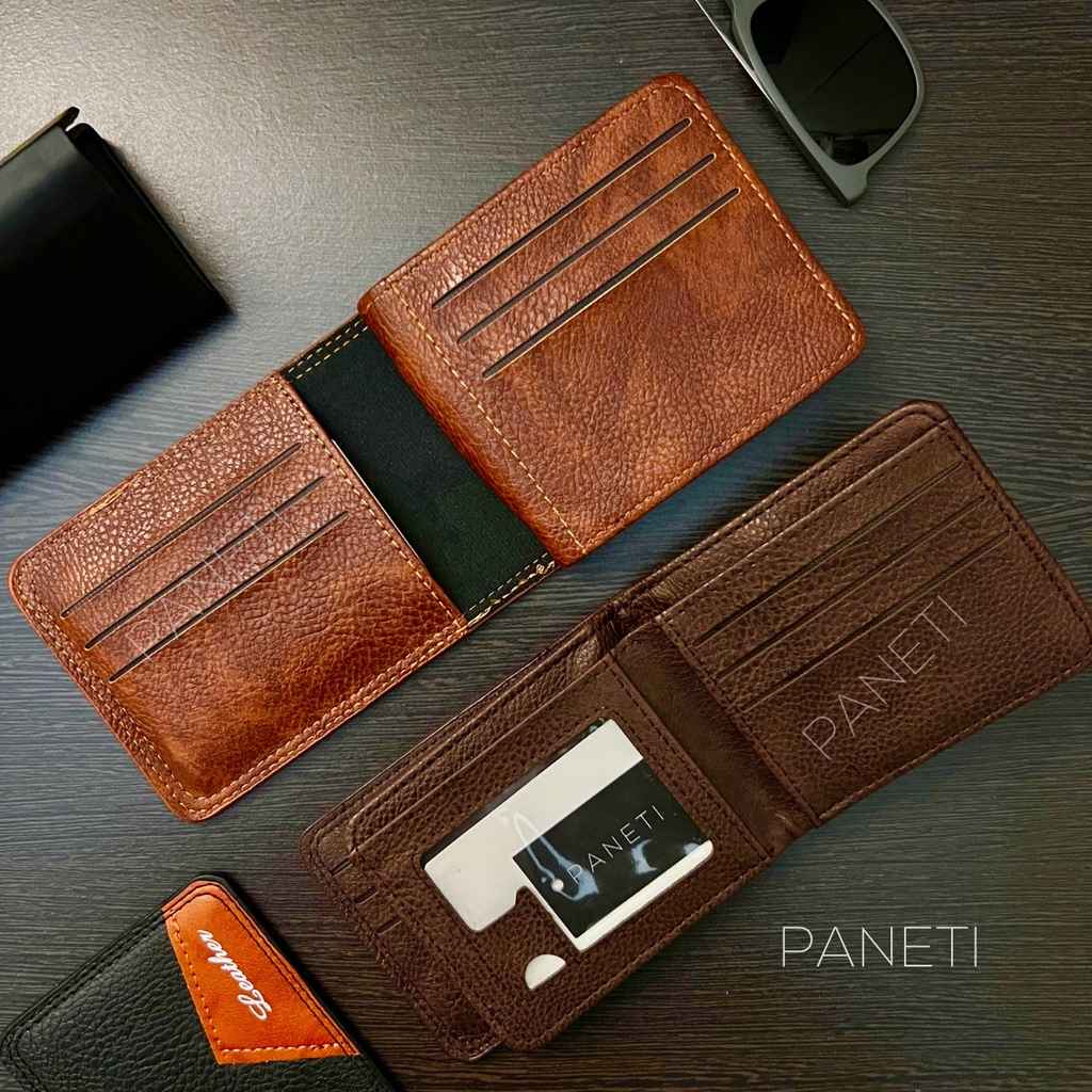 Dompet Lipat Kulit Sintetis Pria / Dompet Pendek Pria 3 Ruang Leather - PANETI JH2