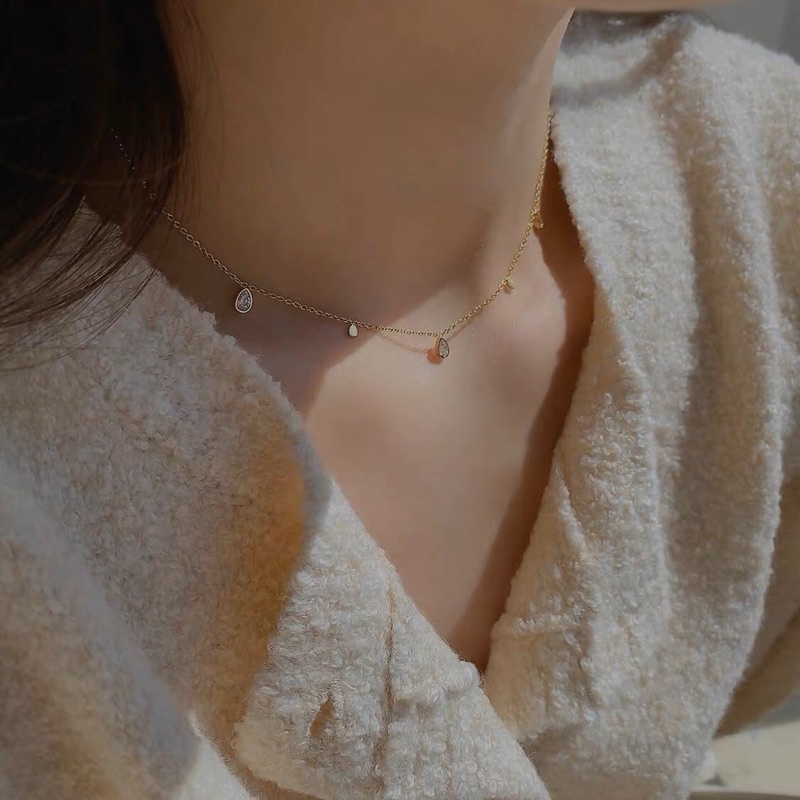 Kalung Titanium Diamond Mata Air Elegan Korea Fashion Style Premium K553