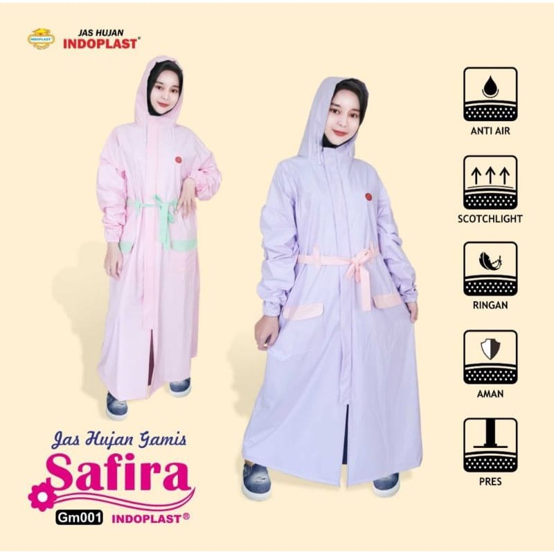 Jas Hujan Muslimah GAMIS SAFIRA / Jas Hujan Gamis Syar'i Muslimah