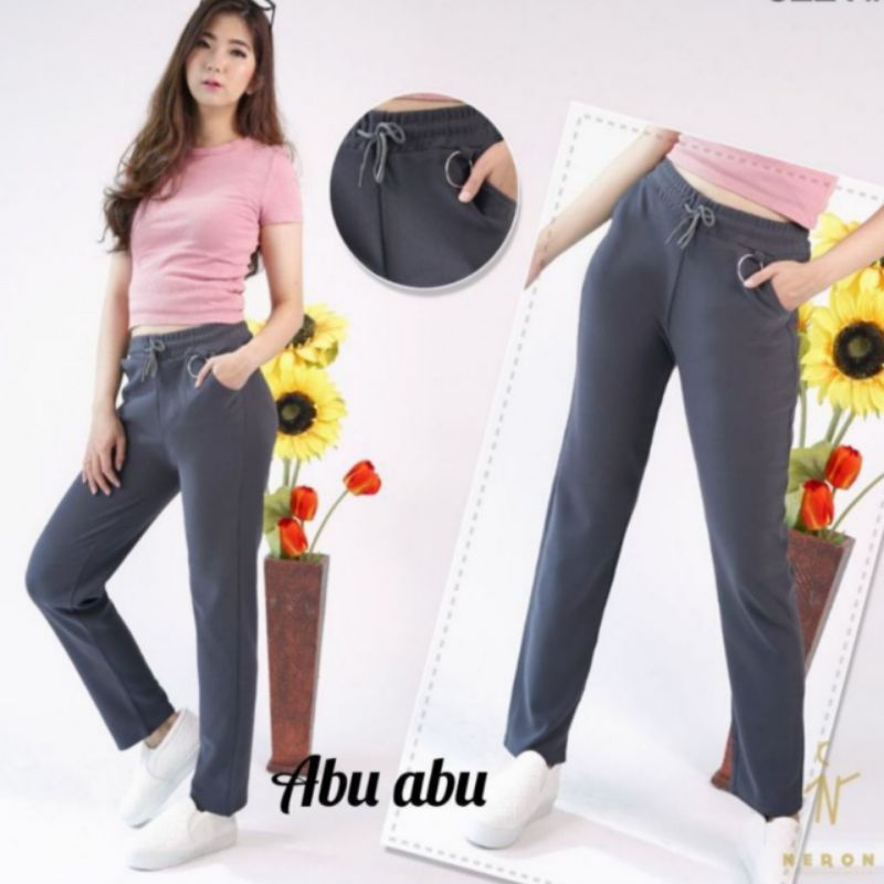 Celana Zara Neron Stretch Wanita - Celana Panjang Neron Polos Impor Wanita