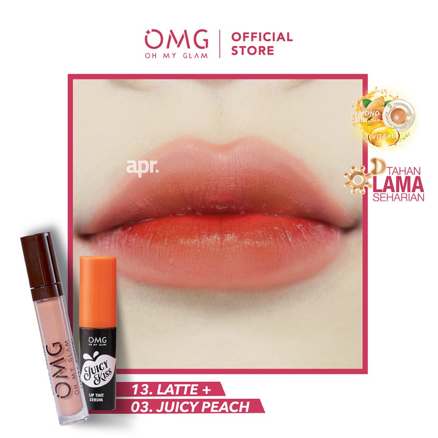 OMG Oh My Glam Plum Juicy Ombre Grapefruit Peach Pinkish Coral Orange Fuscia LIPTINT LIPCREAM