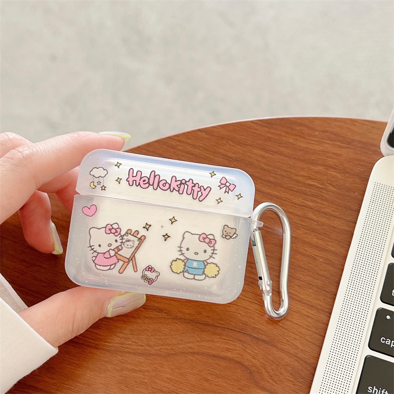 Ins Hello Kitty Kartun Pink Love Hijau Hati Warna-Warni Smiley Lucu Earphone Case Untuk Apple Airpod Pro 3 2 1 2nd Charging Box