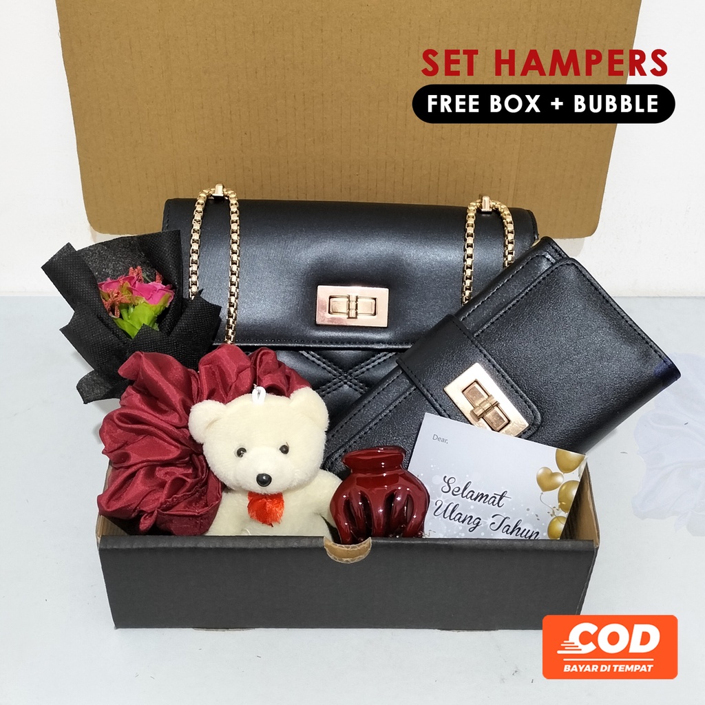 

Hampers ulang tahun cewek set kado ultah wanita gift birthday hadiah warna hitam wedding anniversary