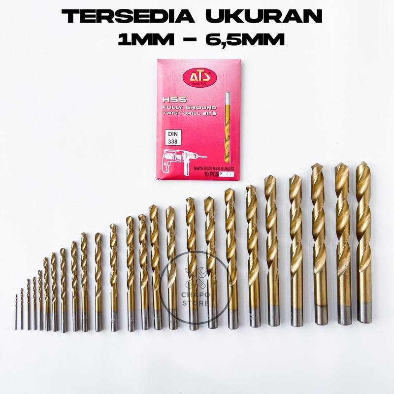 Mata bor besi 1mm - 6,5mm ATS HSS twist drill bits