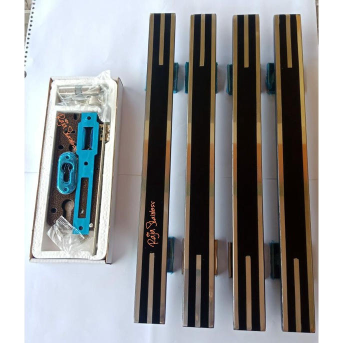 Handle pintu rumah minimalis tarikan pintu rumah 4pcs 33cm 45cm set kunci pintu rumah minimalis pega