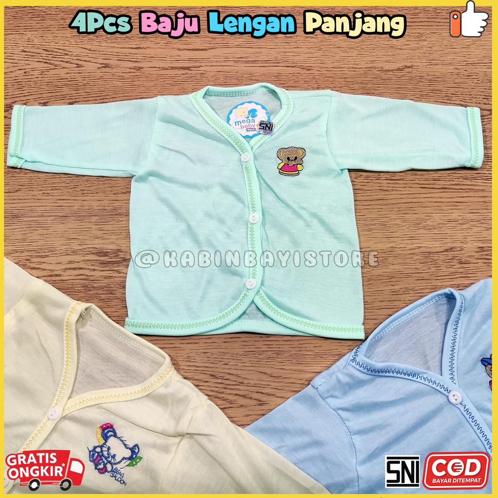 4 Pcs Baju Lengan Panjang Bayi Newborn Polos SNI