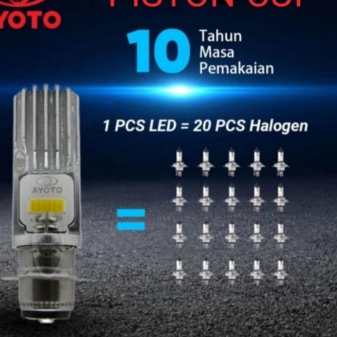 ORIGINAL lampu led utama h6 ayoto m2a kaki 3 bebek matic universal ac dc hi low / Led Ayoto M2A H6 U