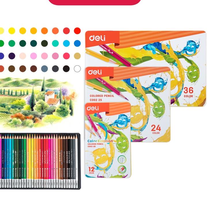 

[KODE L70HM] Deli Pensil Warna Celup Halus 12/24/36 Warna, Bentuk Segitiga Ergonomis EC00205 EC00225 EC00235