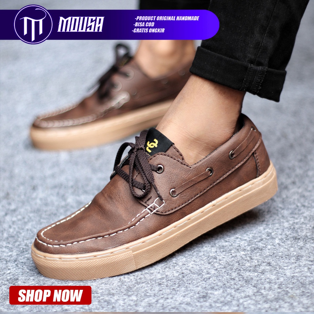 Sepatu Casual Pria Sepatu Kulit PU Hitam Coklat Mousa Jimzap