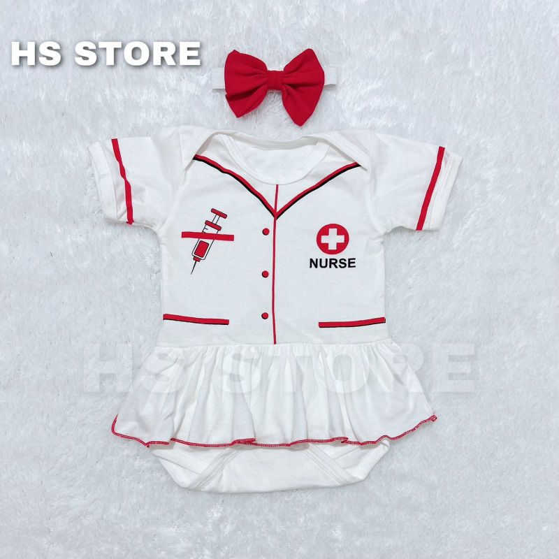 HARGA GROSIR ! JUMPSUIT PROFESI NURSE &amp; SUSTER BABY / BAJU BAYI / BAJU BABY / JUMPER BAYI / KOSTUM BAYI TERMURAH !