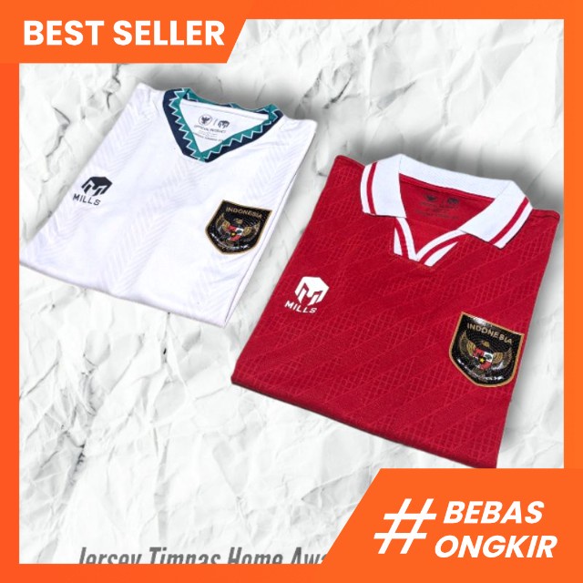 BEST SELLER baju bola timnas Indonesia MILLZ 2022 logo timbul bisa request nama sendiri