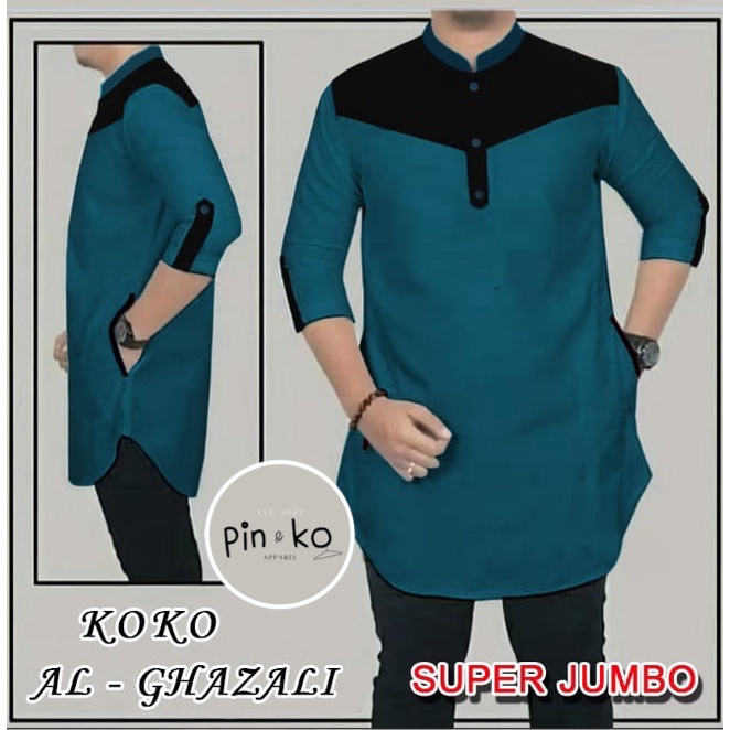 PIK - Koko Kurta Al Ghazali LENGAN 3/4 (M, L, XL, XXL, 3XL)/ Koko Pria/ Pakaian Muslim Pria Jumbo/ Best Seller