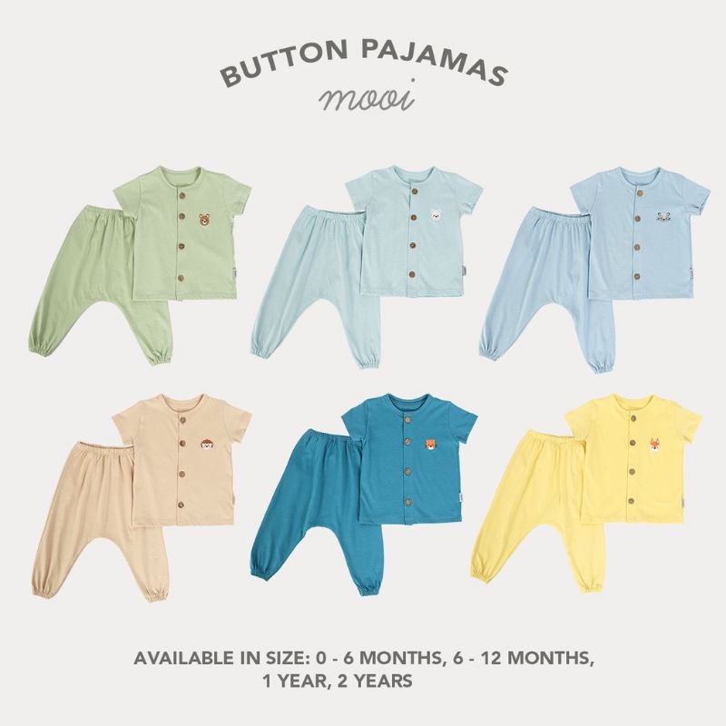 MOOI - BUTTON PAJAMAS - PIYAMA ANAK - SETELAN ANAK - SET ANAK - SETELAN BAYI