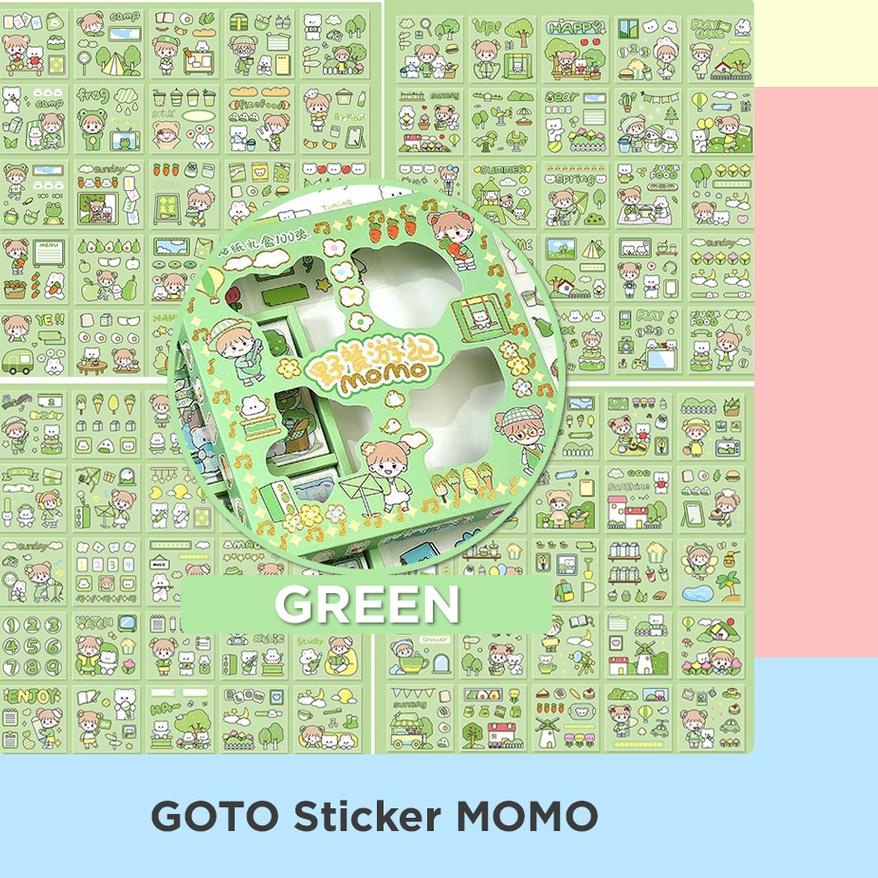 

GGD✤ Goto Momo Stiker Lucu Sticker Kartun Korea Motif Anti Air 100 Lembar Model Baru