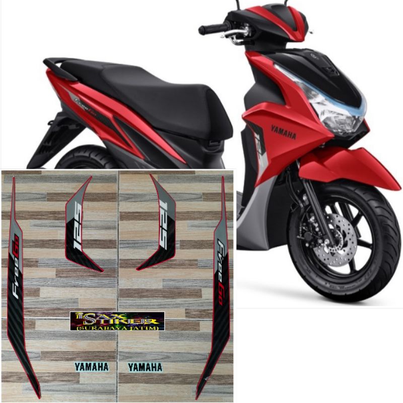 striping original Yamaha Freego Free Go merah tahun 2022 2023