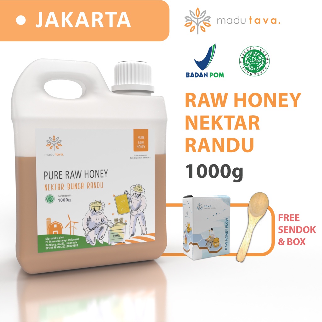 Madu Murni Asli Tava Nektar Randu 1kg Grade A 100% Alami Pure Natural Raw Honey