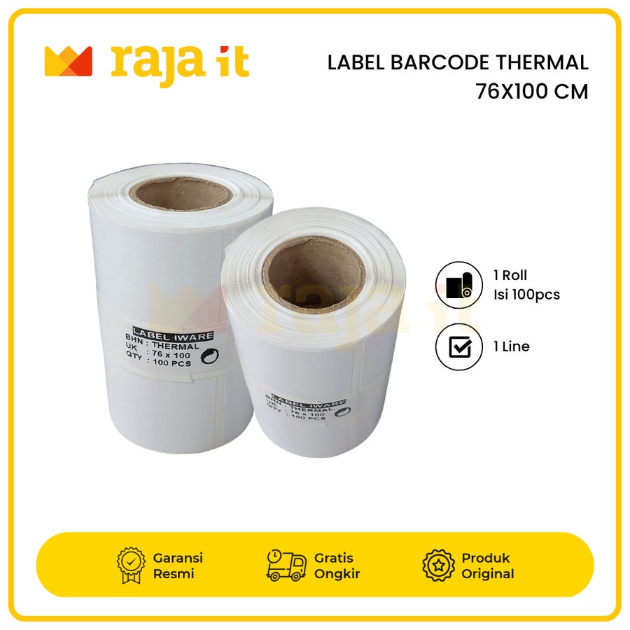 

LABEL BARCODE 76x100mm KERTAS STICKER LABEL THERMAL 76 x 100 ISI 100
