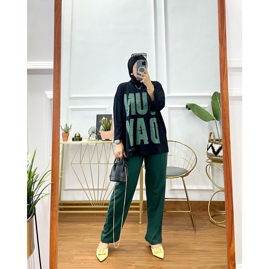 Pakaian wanita setelan sunday premium combat celana linen LD 120 setelan set