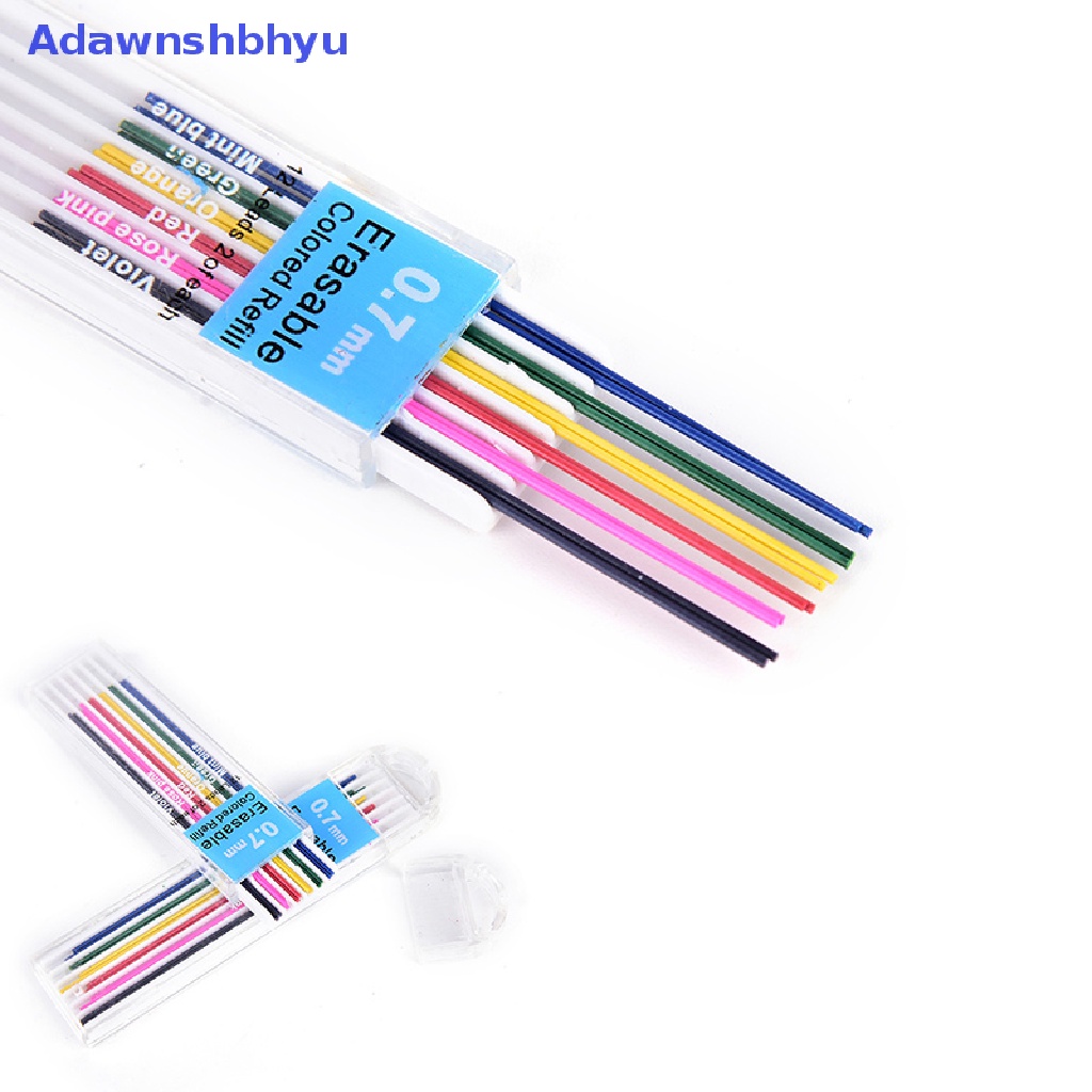 Adhyu 1kotak Refill Pensil Mekanik Berwarna 0.7mm Dapat Dihapus Siswa Stationary ID