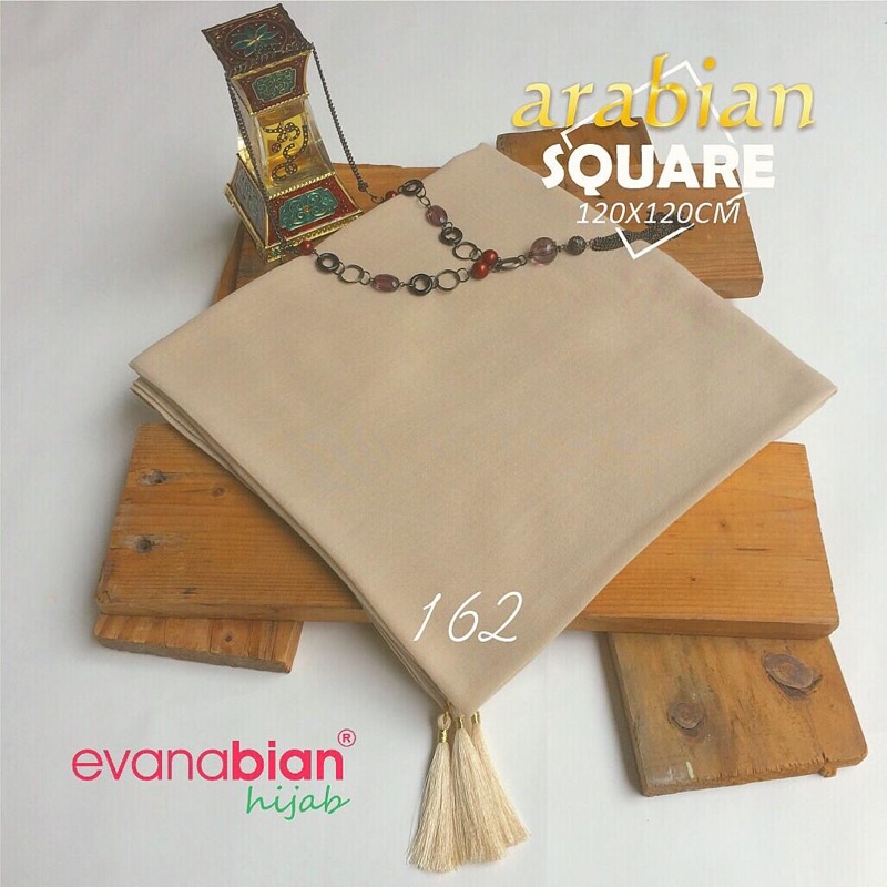Kerudung Segi Empat Evanabian Hijab Arabian Square With Tassel Warna Buttermilk