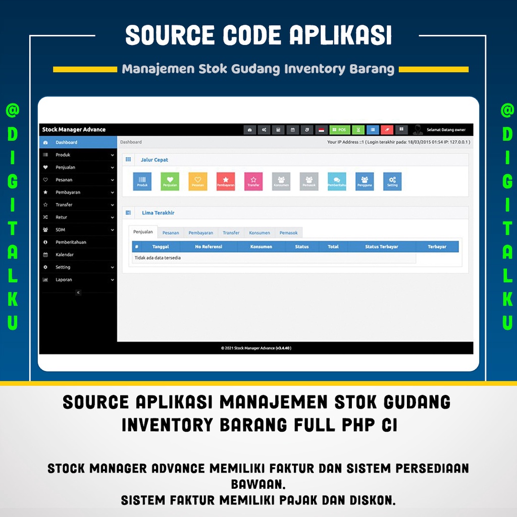 Jual Source Aplikasi Manajemen Stok Gudang Inventory Barang Full PHP CI