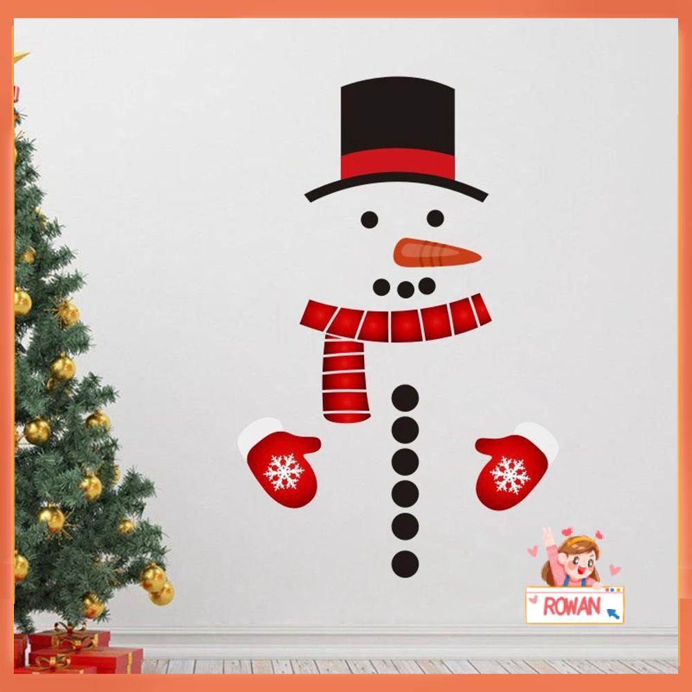 R-bunga Stiker Kulkas Snowman Kartun Anti Air DIY Dekorasi Kamar Anak sticker Jendela Natal