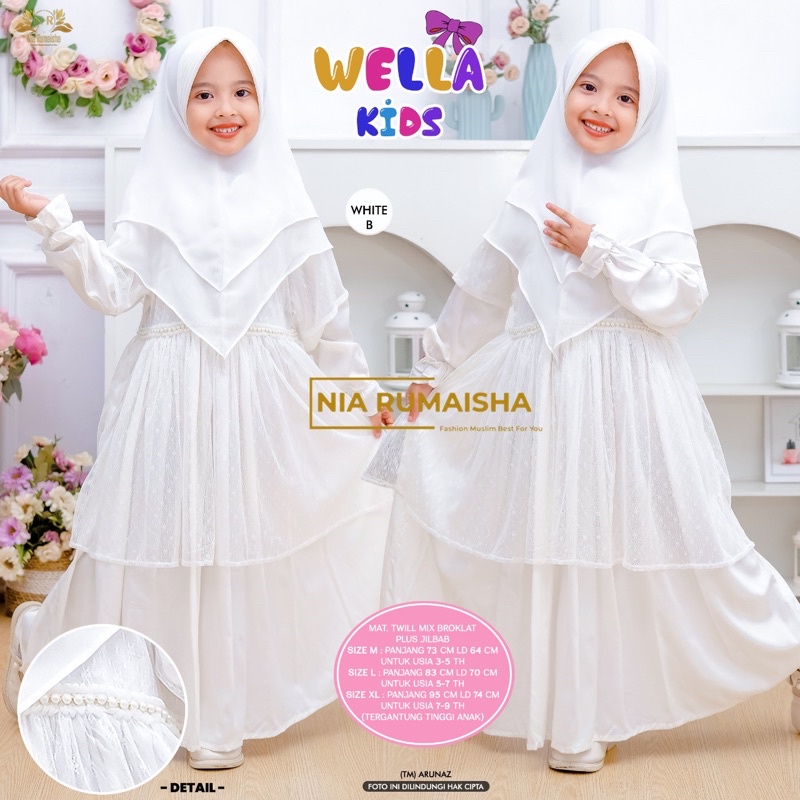 DRESS ANAK PUTIH POLOS WELLA