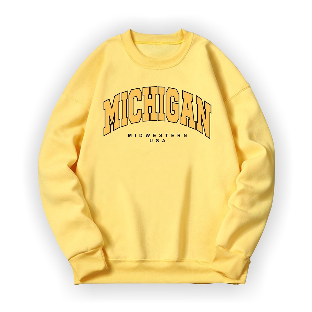 MICHIGAN USA Sweatshirt Basic II Sweater Crewneck Print DTF II Sz M - XL Anak &amp; Dewasa ( Pria &amp; Wanita )