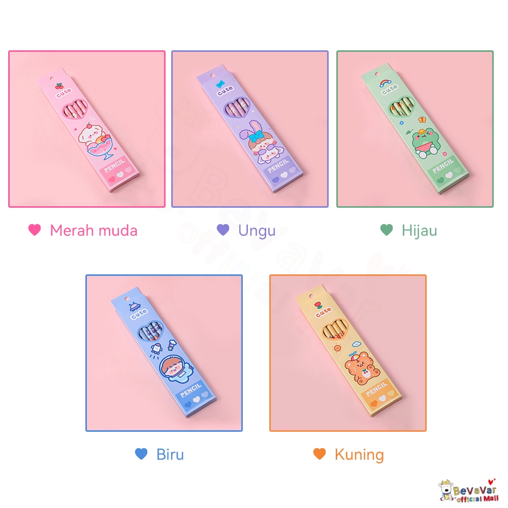 Bevavar 6Pcs Pensil Set Lucu/Alat Tulis Pensil/Stationery Set