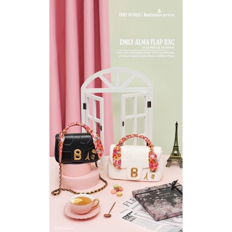 alma Flap Bag Emily series small warna noir