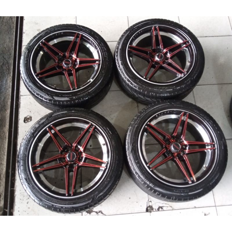 Velg Variasi Pelek Mobil Racing Brave Ring 16 Pcd 5x100/114 + Ban Achilles 195 50 R16 Buat Jazz Vios