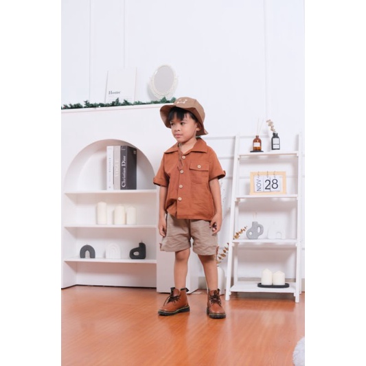 DIANDRA SET BOY - Promo 10.10 Baju Setelan safari Anak Bayi Baby Kids Cowok  LakiLaki Lucu Murah katun 1 2 3 4