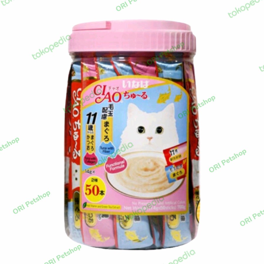 Ciao Churu Toples Snack Kucing Tuna Colagen Fiber Variety Pack 50x14g