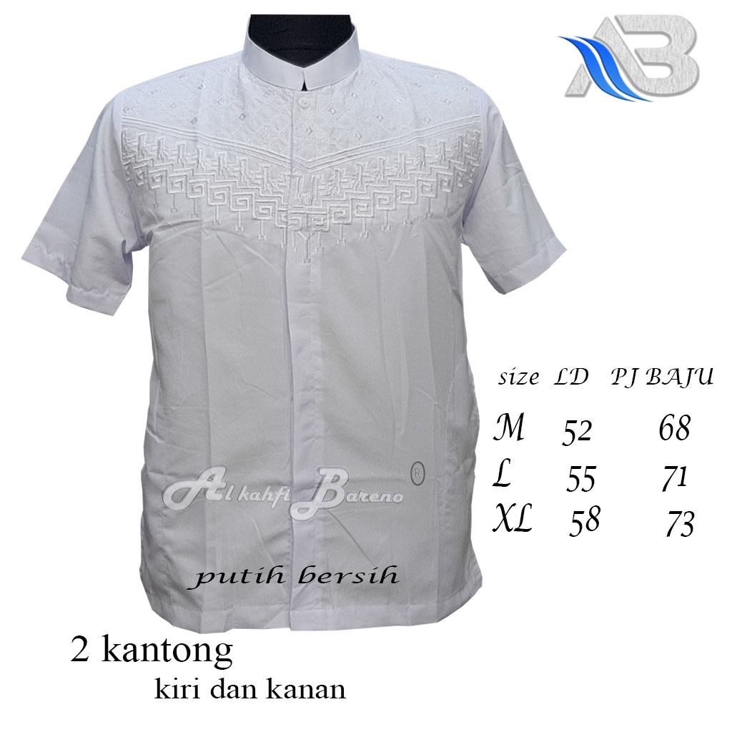 Baju Koko Pria Terbaru Al qadr/AB Alkahfi Bareno Bordir Lengan Pendek Katun COD