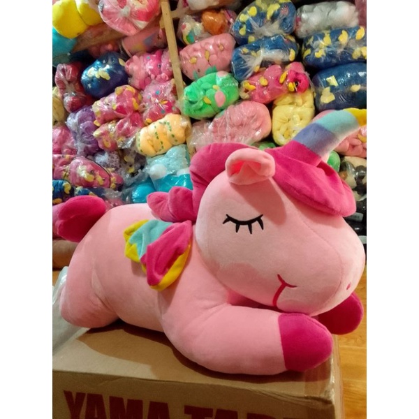 Boneka Unicorn Sayap Lying kuda poni Lucu Lembut 60cm